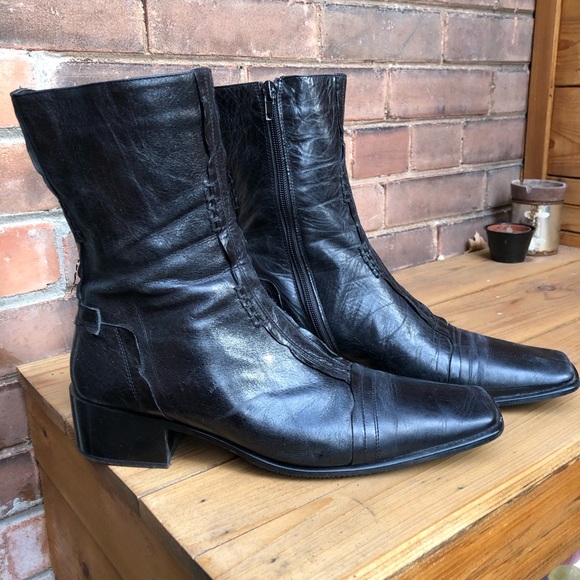 Shoes - Size 12 Black Leather Side Zip Booties